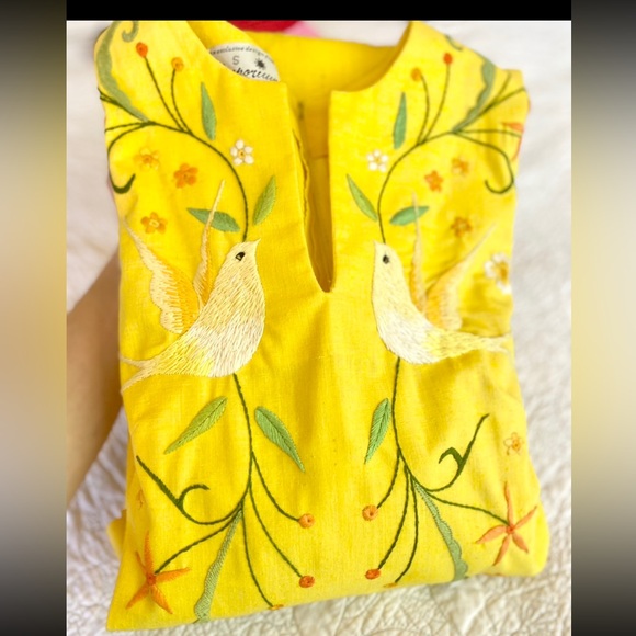 Darling Vintage 🌼🕊️ embroidered daisy dove yellow maxi dress by Emporium - Picture 13 of 14